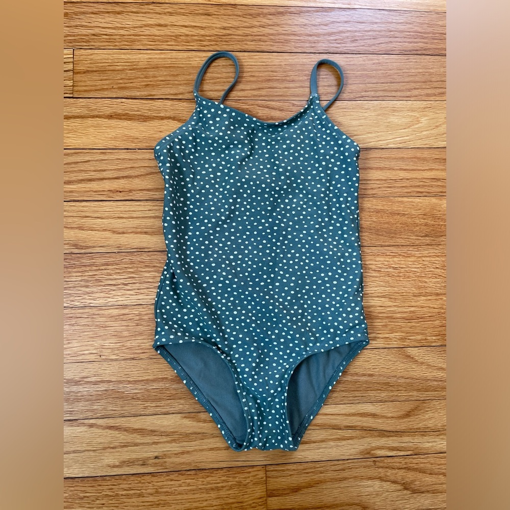 H&M swim suit, green polka dot, 3/4T